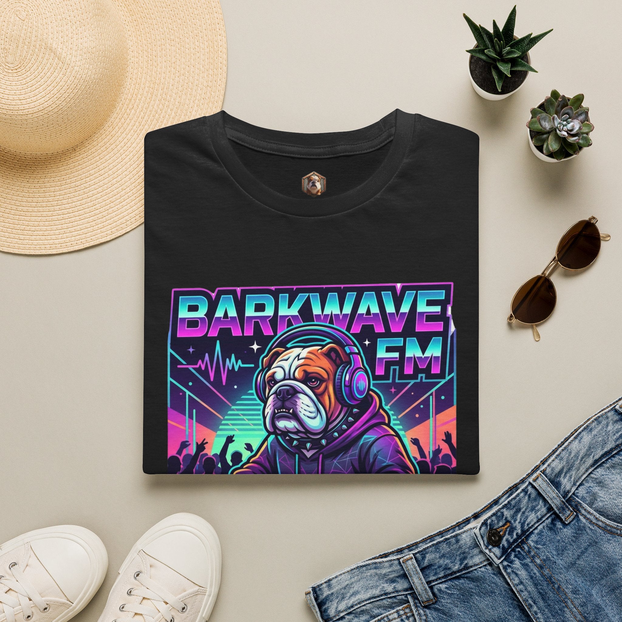 Barkwave FM Retro DJ Bulldog Graphic Tee