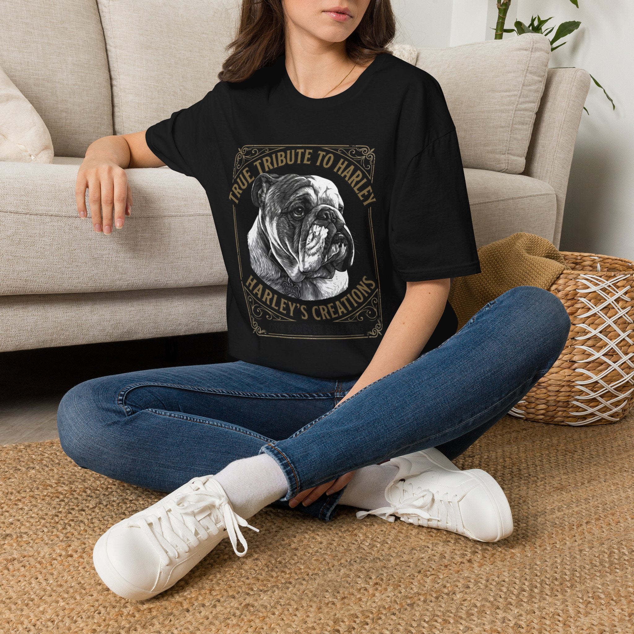 Bulldog Tribute T-Shirt — "True Tribute to Harley" Retro Pet Memorial Tee