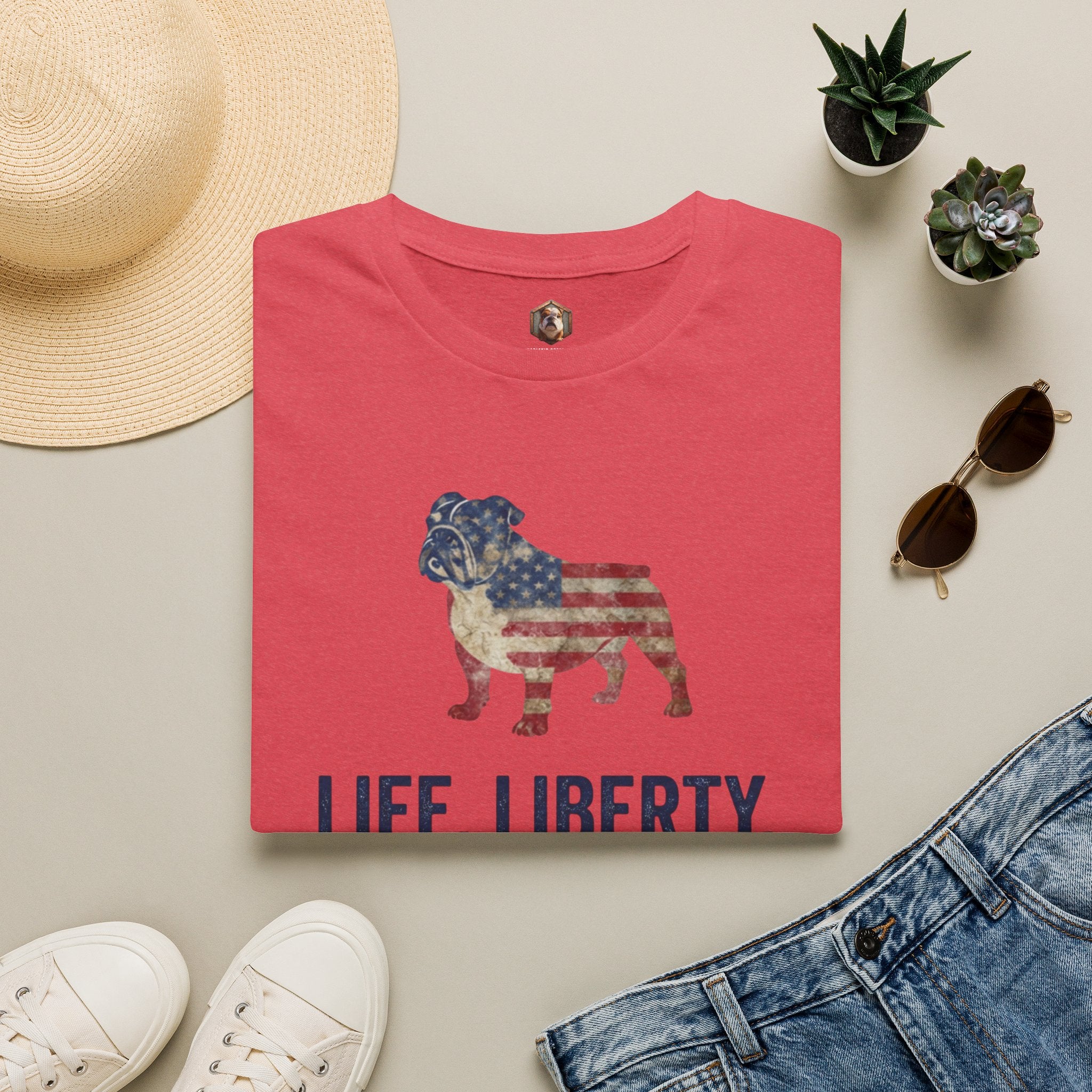 Bulldog American Flag T‑Shirt