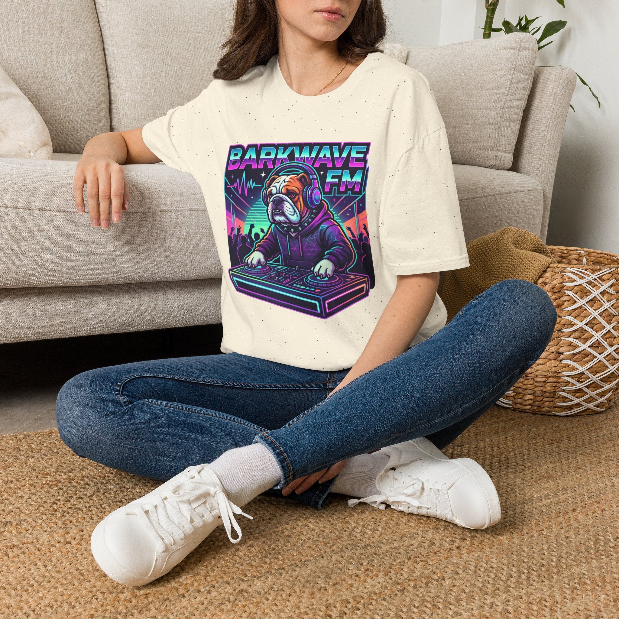 Barkwave FM Retro DJ Bulldog Graphic Tee