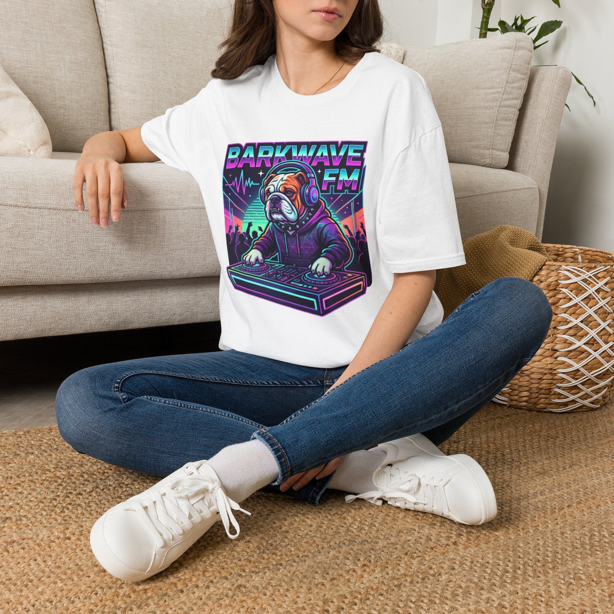 Barkwave FM Retro DJ Bulldog Graphic Tee