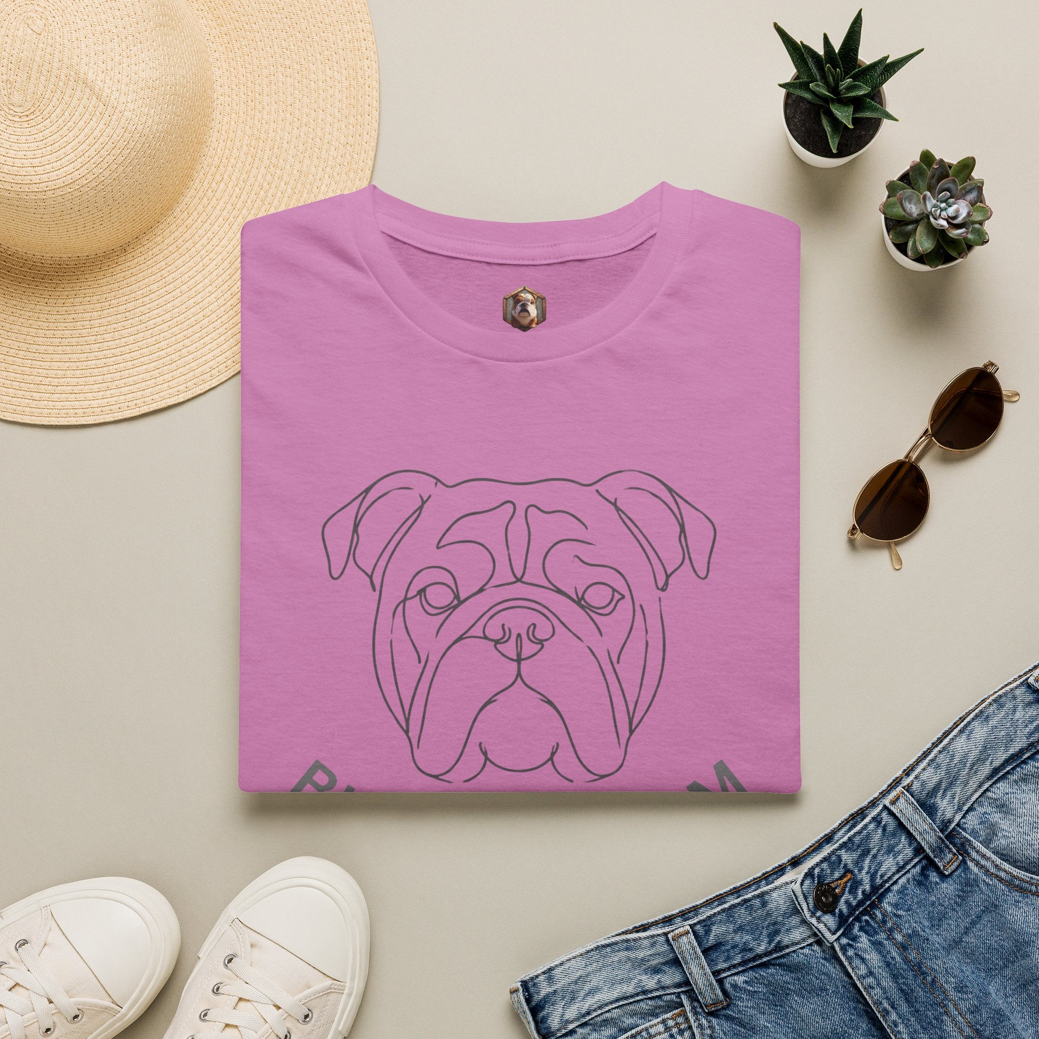 Bulldog Mom T-Shirt — Minimal Line Art English Bulldog Portrait Tee